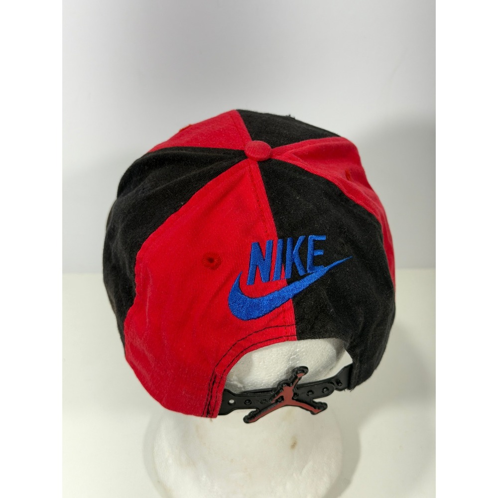Vintage Nike Air Jordan Snapback Hat Red Black Split Jumpman 90s Cap S3-08-11 - Picture 4 of 8